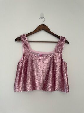 Buddy Love Lined Mesh Sequin Swingy Crop Festival Party Top SMALL
